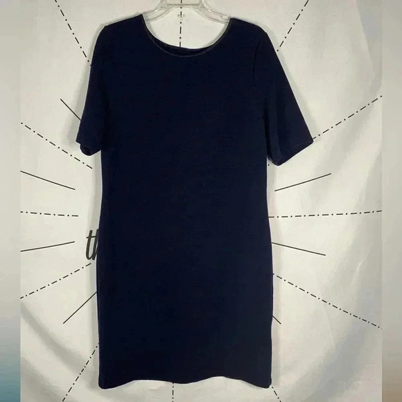 Mario Serrani Italy Navy Blue 1/2 Sleeve Textured Knit Shift Dress - Picture 2 of 5